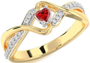Diamond Ruby Platinum & Yellow Gold Heart Promise Ring