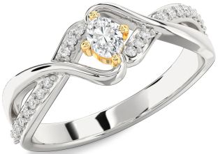 Diamond White Yellow Gold Oval Promise Ring