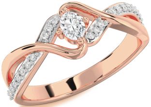 Diamond Rose Gold Silver Oval Promise Ring