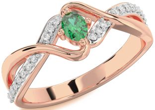 Diamond Emerald Rose Gold Oval Promise Ring