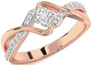 Diamond Rose Gold Silver Oval Promise Ring