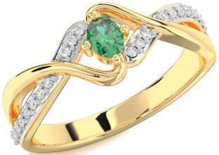Diamond Emerald Gold Oval Promise Ring