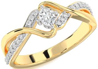 Diamond White Yellow Gold Oval Promise Ring
