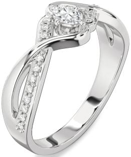 Diamond Platinum Oval Promise Ring