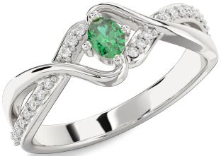 Diamond Emerald White Gold Oval Promise Ring