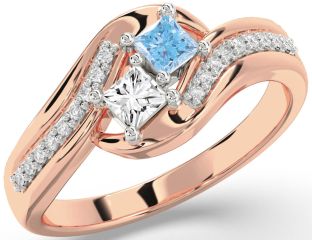 Diamond Rose Gold Princess Two Stone Promise Ring