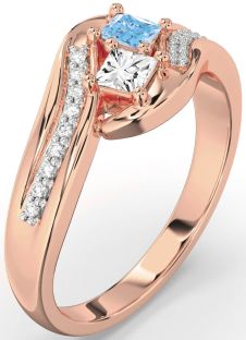 Diamond Rose Gold Princess Two Stone Promise Ring