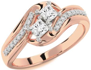 Diamond Rose Gold Princess Two Stone Ring