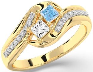 Diamond Gold Princess Two Stone Promise Ring