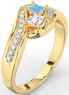 Diamond Gold Princess Two Stone Promise Ring