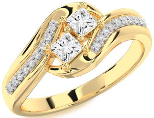 Diamond Platinum & Yellow Gold Princess Two Stone Ring