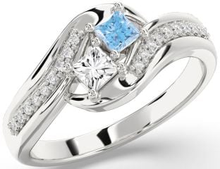 Diamond Silver Princess Two Stone Promise Ring
