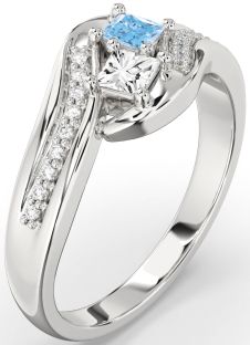 Diamond Platinum Princess Two Stone Promise Ring