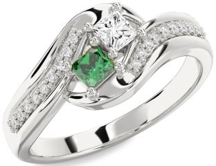 Diamond Silver Princess Two Stone Promise Ring