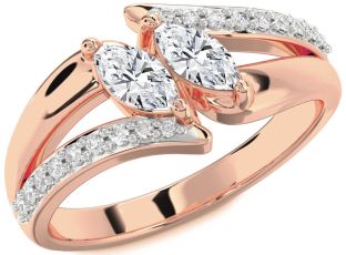 Diamond Rose Gold Marquise Two Stone Ring