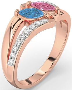 Diamond Rose Gold Marquise Two Stone Promise Ring