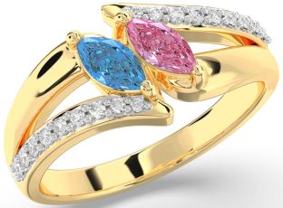 Diamond Gold Marquise Two Stone Promise Ring