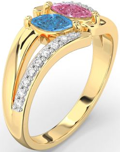 Diamond Gold Marquise Two Stone Promise Ring