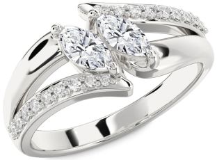 Diamond Platinum Marquise Two Stone Ring