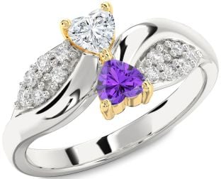 Diamond Platinum & Yellow Gold Two Heart Promise Ring