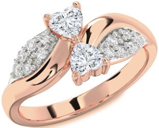 Diamond Rose Gold Two Heart Ring