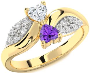 Diamond Gold Two Heart Promise Ring