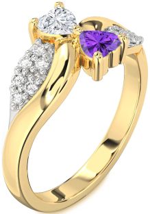 Diamond Gold Two Heart Promise Ring