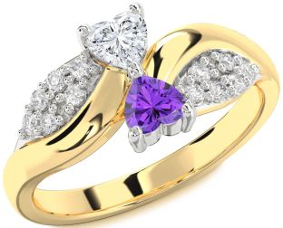 Diamond Platinum & Yellow Gold Two Heart Promise Ring