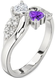 Diamond Platinum Two Heart Promise Ring