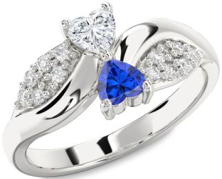 Diamond Silver Two Heart Promise Ring