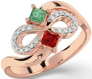 Diamond Rose Gold Infinity Princess Two Stone Promise Ring