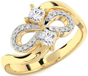 Diamond Gold Infinity Princess Two Stone Ring