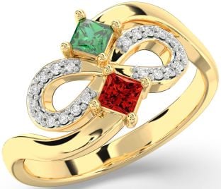 Diamond Gold Infinity Princess Two Stone Promise Ring