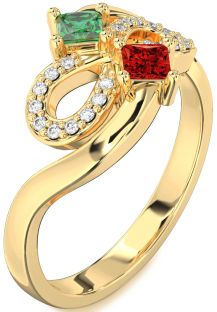 Diamond Gold Infinity Princess Two Stone Promise Ring