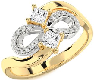 Diamond Platinum & Yellow Gold Infinity Princess Two Stone Ring