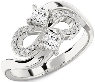 Diamond Platinum Infinity Princess Two Stone Ring