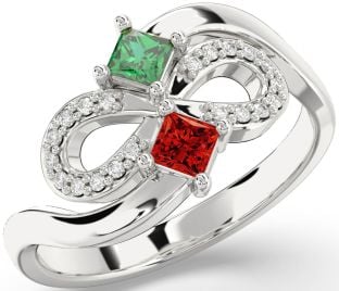 Diamond White Gold Infinity Princess Two Stone Promise Ring