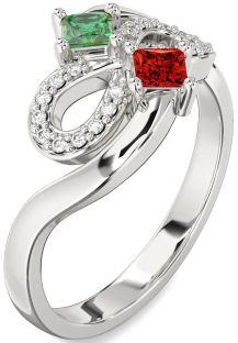 Diamond Platinum Infinity Princess Two Stone Promise Ring