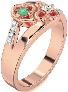 Diamond Rose Gold Heart Two Stone Promise Ring