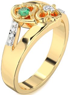 Diamond Gold Heart Two Stone Promise Ring