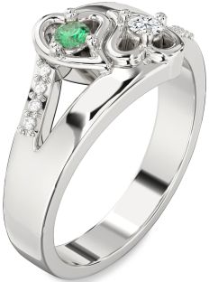 Diamond Platinum Heart Two Stone Promise Ring