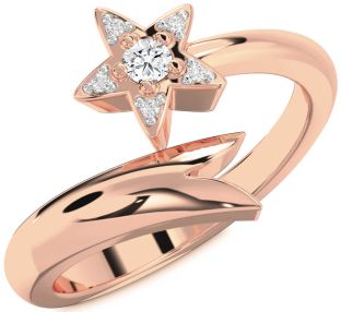 Diamond Rose Gold Star Round Promise Ring