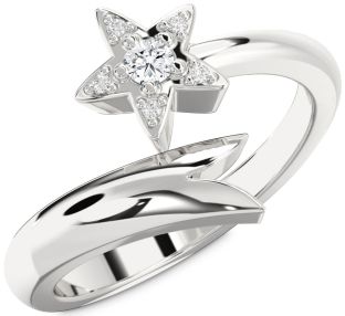 Diamond White Gold Star Round Promise Ring