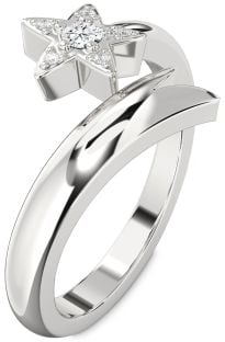 Diamond White Gold Star Round Promise Ring