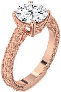 Diamond Rose Gold Knot Round Vintage Engagement Ring