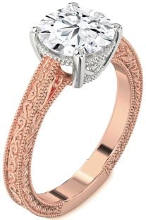 Diamond White Rose Gold Knot Round Vintage Engagement Ring