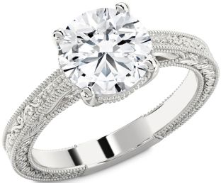 Diamond White Gold Knot Round Vintage Engagement Ring