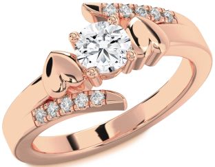 Diamond Rose Gold Heart Solitaire Engagement Ring