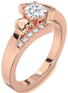 Diamond Rose Gold Heart Solitaire Engagement Ring
