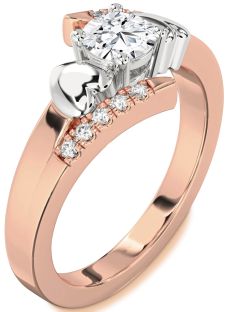 Diamond White Rose Gold Heart Solitaire Engagement Ring